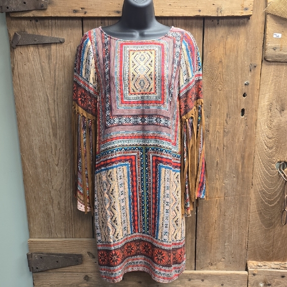 Uncle Frank Dresses & Skirts - Uncle Frank Vibrant Geometric Long Sleeve Dress